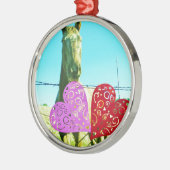 Ornement En Métal Cheval blond et Coeurs rose et rouge (Gauche)