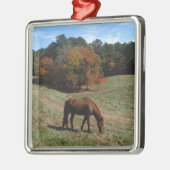 Ornement En Métal Cheval Brown avec arbres à automne (Gauche)