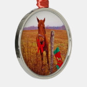 Ornement En Métal Cheval de Noël avec arc & bas (Droite)