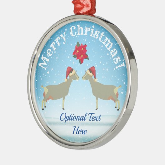 Ornement En Métal Chèvre laitière Toggenburg Noël dans la neige (Gauche)
