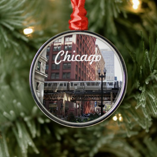 Ornement En Métal Chicago Elevated Loop Train Holiday (Arbre)