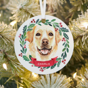 Ornement En Métal Chien Labrador Retriever Jaune Noël Amour