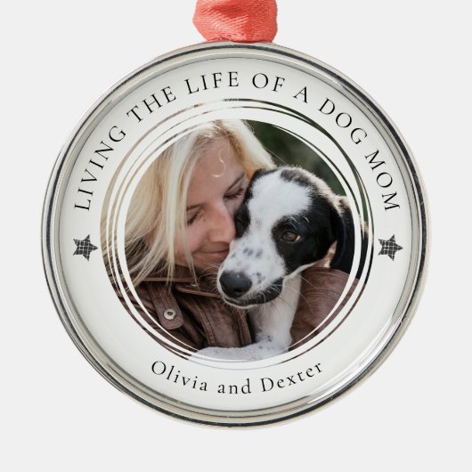 Ornement En Métal Chien Maman Photo Keepsaké personnalisé (Devant)