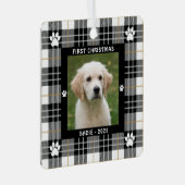 Ornement En Métal Chien PREMIER NOËL Tan Blanc Noir Tan Plaid (Avant droite)