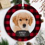 Ornement En Métal Chien Russe Rouge Plaid Noël Chiot Pet Pet Photo M<br><div class="desc">Décorez votre arbre ou envoyez un cadeau spécial avec ce super mignon personnalisable personnalisation de l'ornement de vacances photo animal de compagnie. Ajoutez les photos de votre chien et personnalisez avec le nom et l'année. L'ornement est double face, vous pouvez faire des photos différentes de chaque côté. DROIT D'AUTEUR ©...</div>