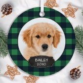 Ornement En Métal Chien Russe Rouge Plaid Noël Chiot Pet Pet Photo M