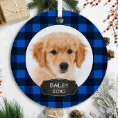 Ornement En Métal Chien Russe Rouge Plaid Noël Chiot Pet Pet Photo M