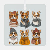 Ornement En Métal Chiens de Corgi gallois branchés (Recto)