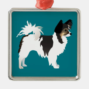 Ornement En Métal Chihuahua aux cheveux longs ou Papillon Conception