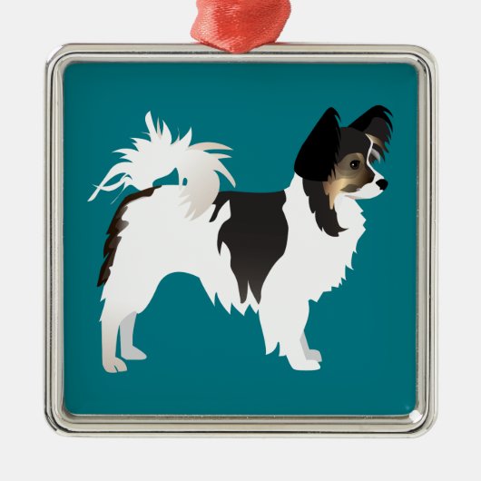 Ornement En Métal Chihuahua aux cheveux longs ou Papillon Conception (Devant)