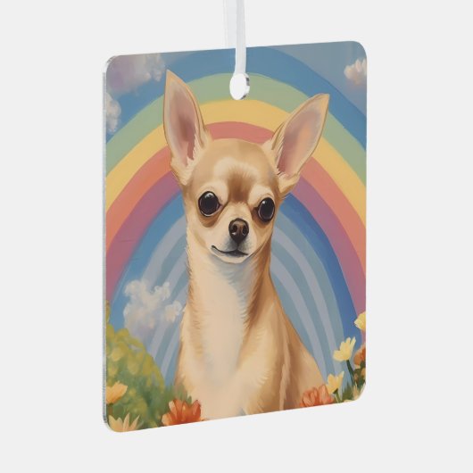 Ornement En Métal Chihuahua Memorial Custom Chien Nom Rainbow Bridge (Avant droite)