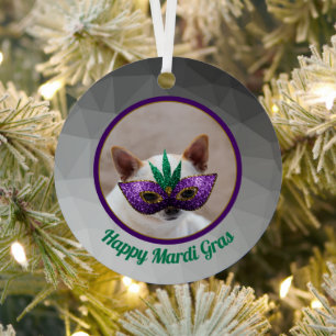 Ornement En Métal Chihuahua mignon Happy Mardi Gras masque étincelan
