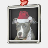 Ornement En Métal Chiot bleu de pitbull de Noël (Gauche)