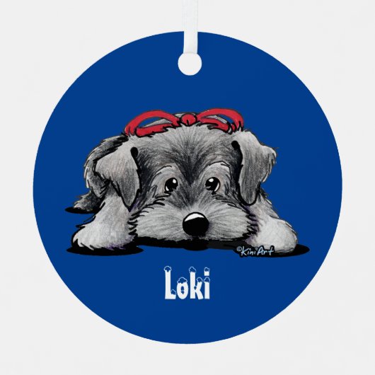 Ornement En Métal Chiot de Noël Schnauzer (Recto)