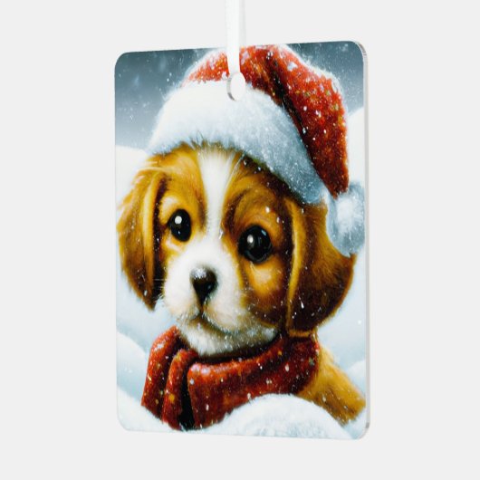 Ornement En Métal Chiot de père Noël (Avant gauche)