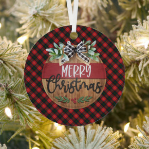 Ornement En Métal Chisholm Moderne Tartan Écossais de Noël