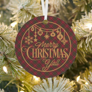 Ornement En Métal Chisholm Vieilli Noël Tartan Écossais