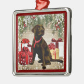 ORNEMENT EN MÉTAL CHOCOLAT LABRADOR DE NOËL (Gauche)