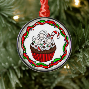 Ornement En Métal \Christmas Cupcake avec Sucre de canne