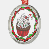 Ornement En Métal \Christmas Cupcake avec Sucre de canne (Gauche)