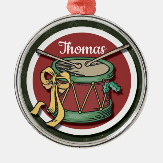 Ornement En Métal Christmas Drum With Your Name (Devant)