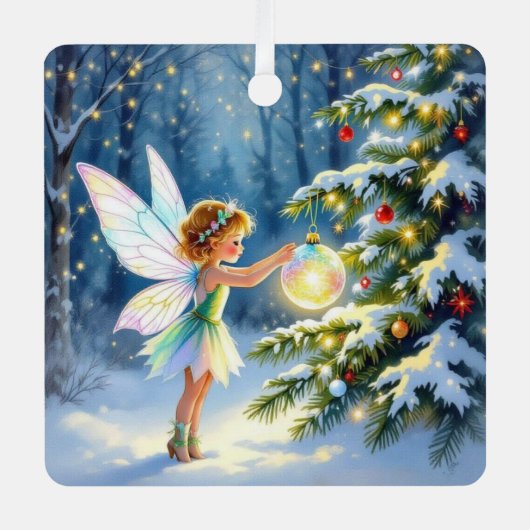 Ornement En Métal Christmas Fairy in an Enchanted Forest (Recto)
