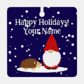 Ornement En Métal Christmas gnome and hedgehog tree Ornament (Recto)
