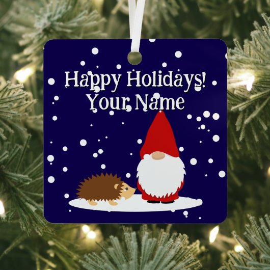 Ornement En Métal Christmas gnome and hedgehog tree Ornament (Insitu)