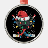 Ornement En Métal Christmas Hockey Xmas Santa Sports Hat Ball (Devant)