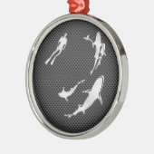 Ornement En Métal Chrome comme Plongeur avec requins sur fibre de ca (Gauche)