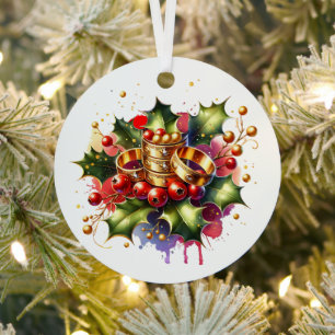 Ornement En Métal Cinq anneaux d'or Douze jours de Noël