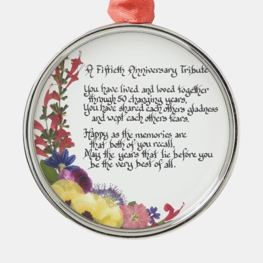 Ornement En Métal cinquantième Hommage d'anniversaire (Devant)
