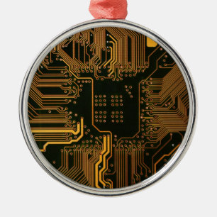 Ornement En Métal Circuit imprimé Cyber Orange motif de piste de car