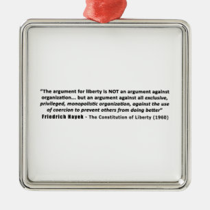 Ornement En Métal Citation de Friedrich Hayek l'argument pour la