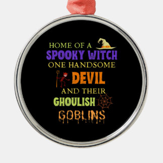 Ornement En Métal Citation Halloween Familiale Avec Witch Devil Spid