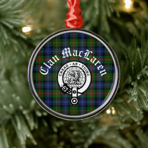 Ornement En Métal Clan MacLaren Crest Badge & Tartan personnalisable