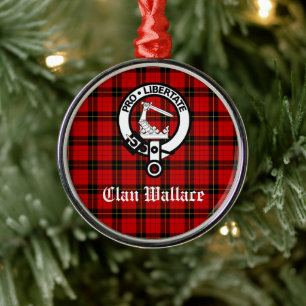 Ornement En Métal Clan Wallace Crest Badge et Tartan Customisé