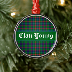 Ornement En Métal Clan Young Tartan Plaid Personnalisé