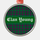 Ornement En Métal Clan Young Tartan Plaid Personnalisé (Devant)