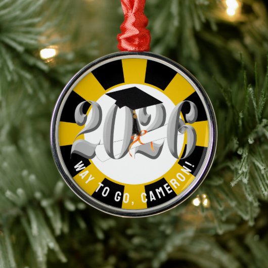 Ornement En Métal Classe Argent de 2026 Graduation (Arbre)