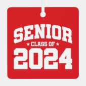 Ornement En Métal Classe de 2024 Lycée Graduation Senior 2024 (Recto)