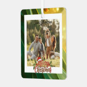 Ornement En Métal Classic Christmas Green & Gold Frame Photo (Avant gauche)