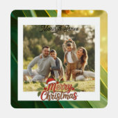 Ornement En Métal Classic Christmas Green & Gold Frame Photo (Verso)
