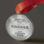 Ornement En Métal Classic Silver Finish Monochrome Sport Race Medal