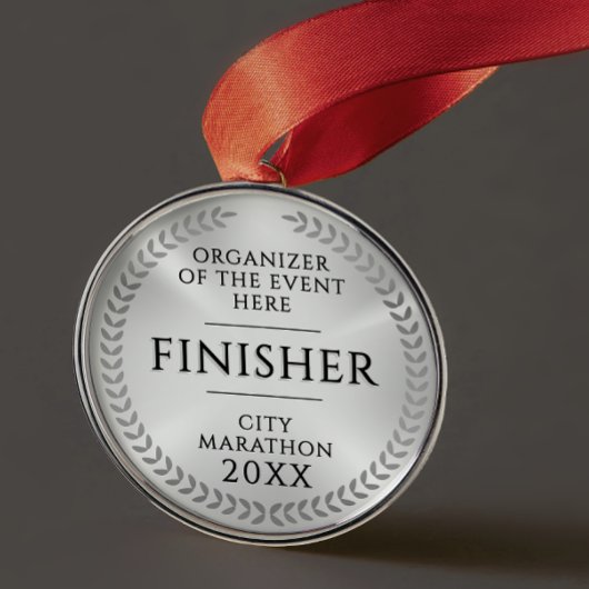 Ornement En Métal Classic Silver Finish Monochrome Sport Race Medal