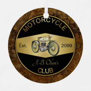 Ornement En Métal Club de moto personnalisé noir et or