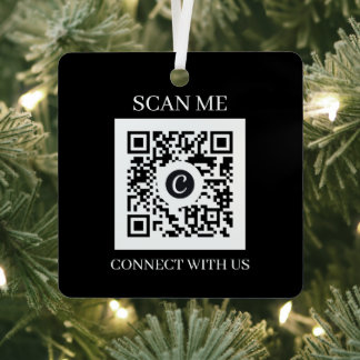 Ornement En Métal Code QR personnalisé Noël noir et blanc