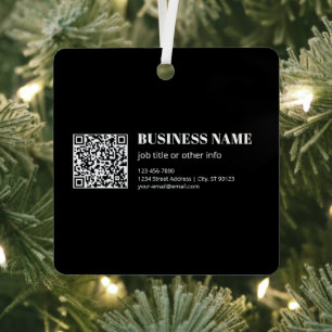 Ornement En Métal Code QR personnalisé & Texte rétro-moderne modifia