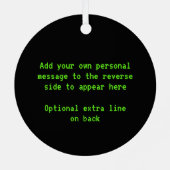 Ornement En Métal Coder Binary Theme Black & Green Ado garçon ou hom (Verso)