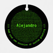 Ornement En Métal Coder Binary Theme Black & Green Ado garçon ou hom (Recto)